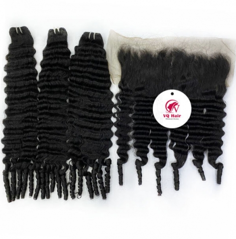Vietnamese curly human hair bundles with frontals