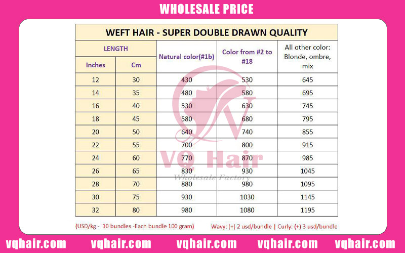 Hair Bundle Price List VQ hair